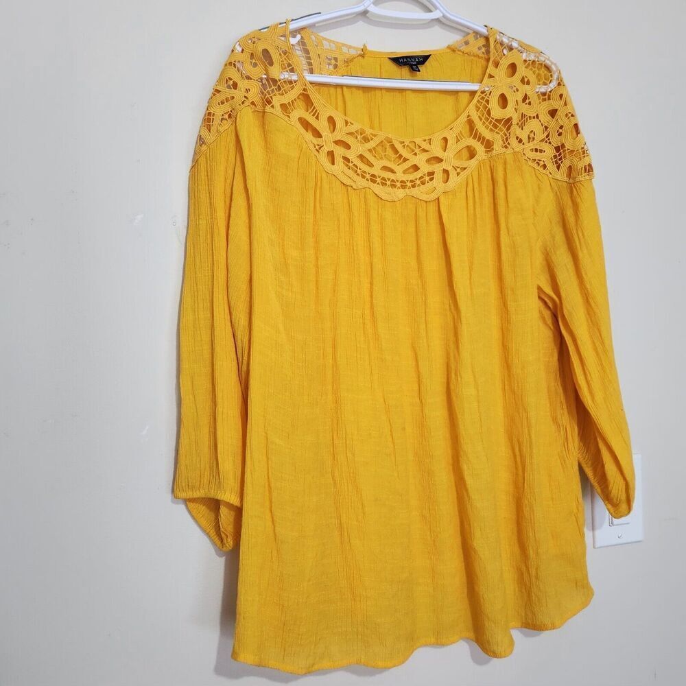 Hannah Yellow Blouse Size 2X Lightweight. New